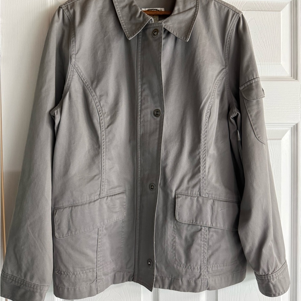 Orvis Slate Woman’s Chino Jacket with zipper/snaps and Pockets NWT Chore Field